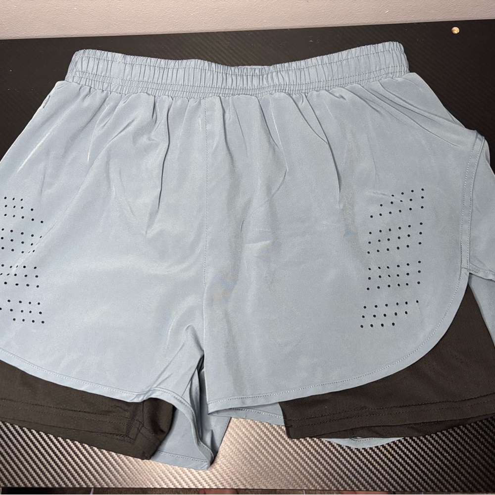 Men’s Light Blue and Black Shorts